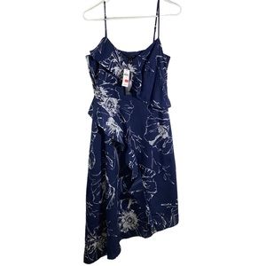 Banana Republic Factory | Dresses | Banana Republic Factory Sleeveless Asymmetrical  Midi Dress Blue White Floral | Poshmark